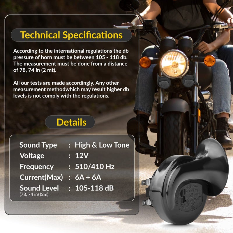 SEGER Trumpet Car Horn Set - Truck Horn - Waterproof - High/Low Tone, 12 Volt, Universal Fit - Original 60B Series â€“ European Made 12V Loud Car Horns with Brackets and Assembly Kit - Image 4